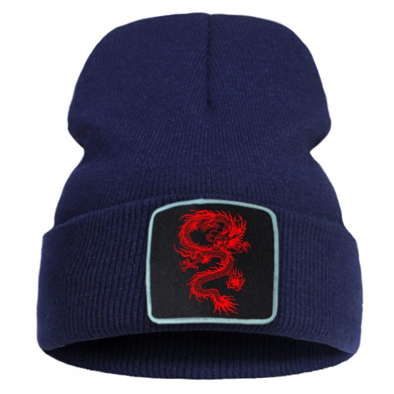 Bonnet Japonais Unisexe Avec Écusson Dragon Rouge
