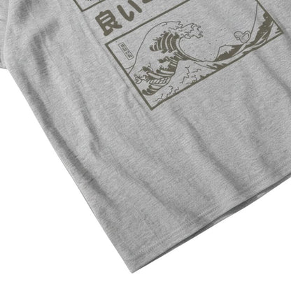 T-Shirt Japonais Avec Illustrations Tokyo Et Vagues Rétro