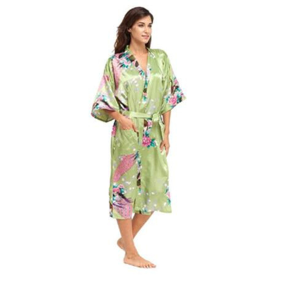 Kimono Long En Satin Avec Motifs Floraux Élégants
