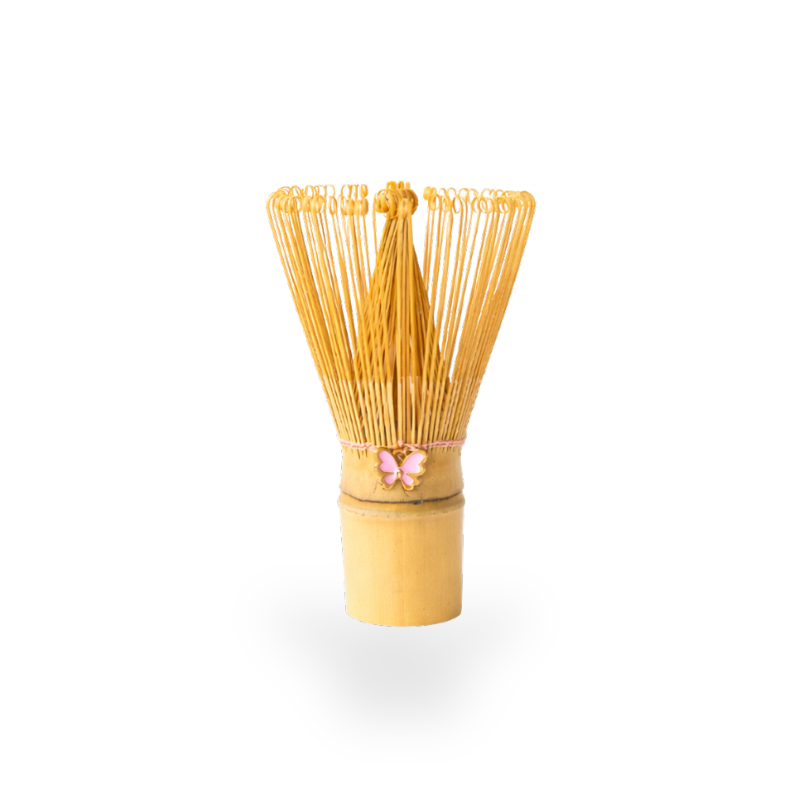 Fouet Matcha En Bambou Naturel Avec Ornement Papillon