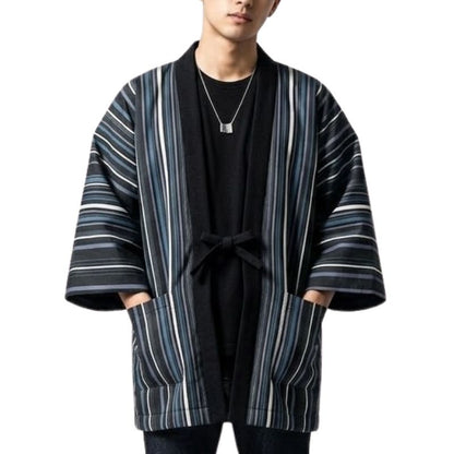 Hanten Homme Japonais À Rayures Avec Coupe Ample