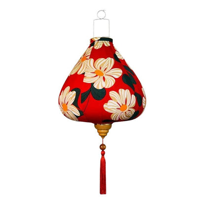 Lanterne Japonaise Suspendue Rouge Motif Fleurs