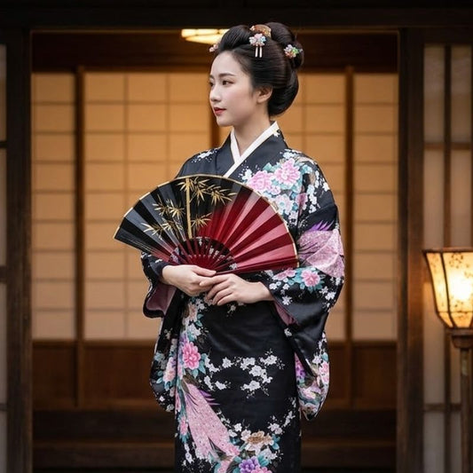 Kimono Traditionnel Japonais Avec Fleurs Délicates