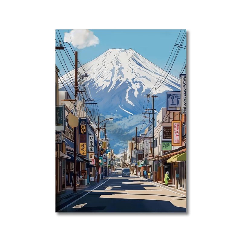 Tableau Japonais En Style Illustration Moderne Avec Paysage Citadin