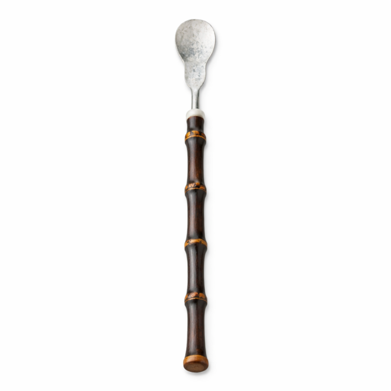 Cuillère Matcha En Acier Avec Manche Bambou Fin Sculpté