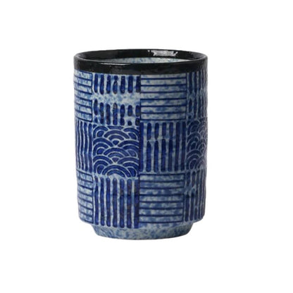 Tasse Japonaise en Céramique Bleue À Motifs Traditionnels
