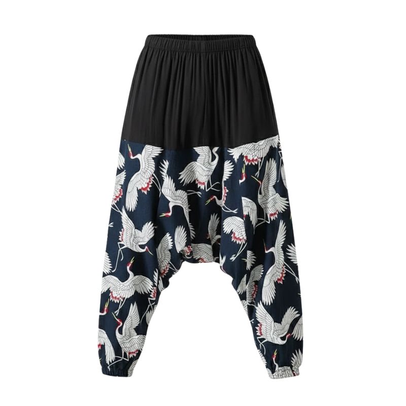 Pantalon Japonais Ample Homme À Motifs Grues