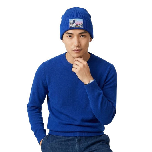 Bonnet Japonais En Maille Douce Avec Motif Vague