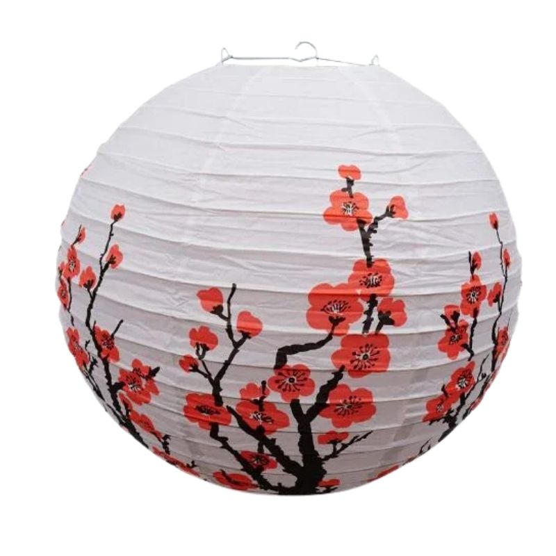 Lanterne Japonaise Ronde En Papier Motif Fleurs De Cerisier
