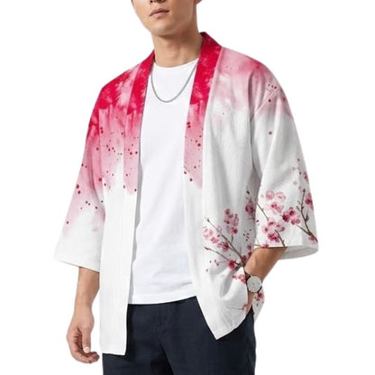 Haori Homme Japonais Coupe Ample à Imprimé Floral