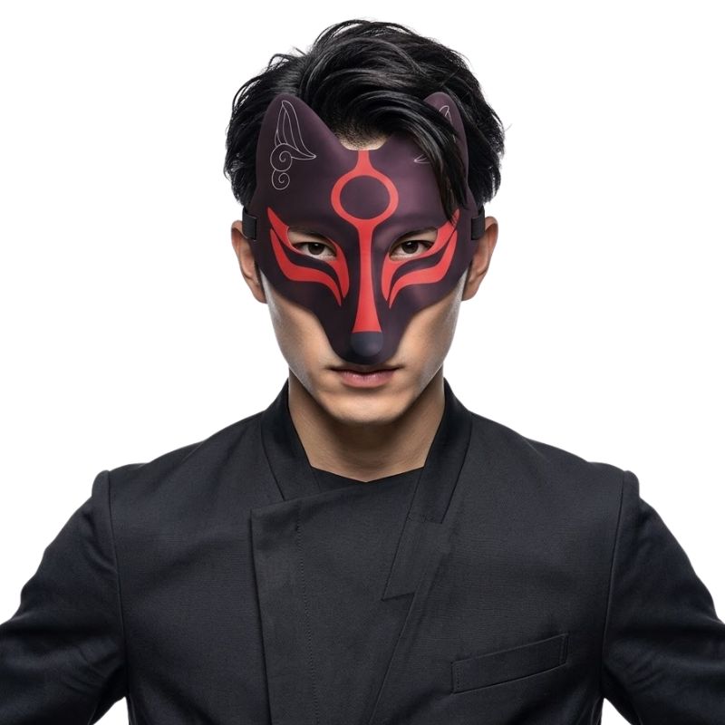 Masque Kitsune Cosplay Avec Forme Renard Allongée