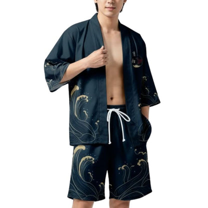 Ensemble Kimono Style Japonais En Veste Ample Et Short D’été