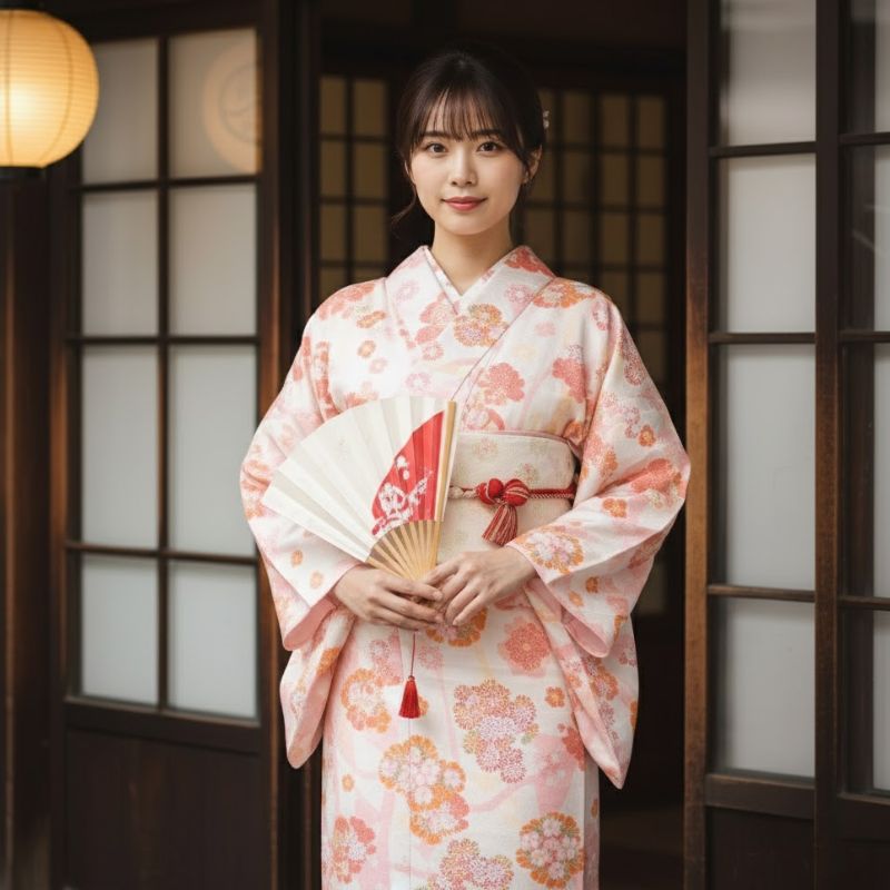 Kimono Traditionnel Style Festival Avec Fleurs Japonaises Colorées