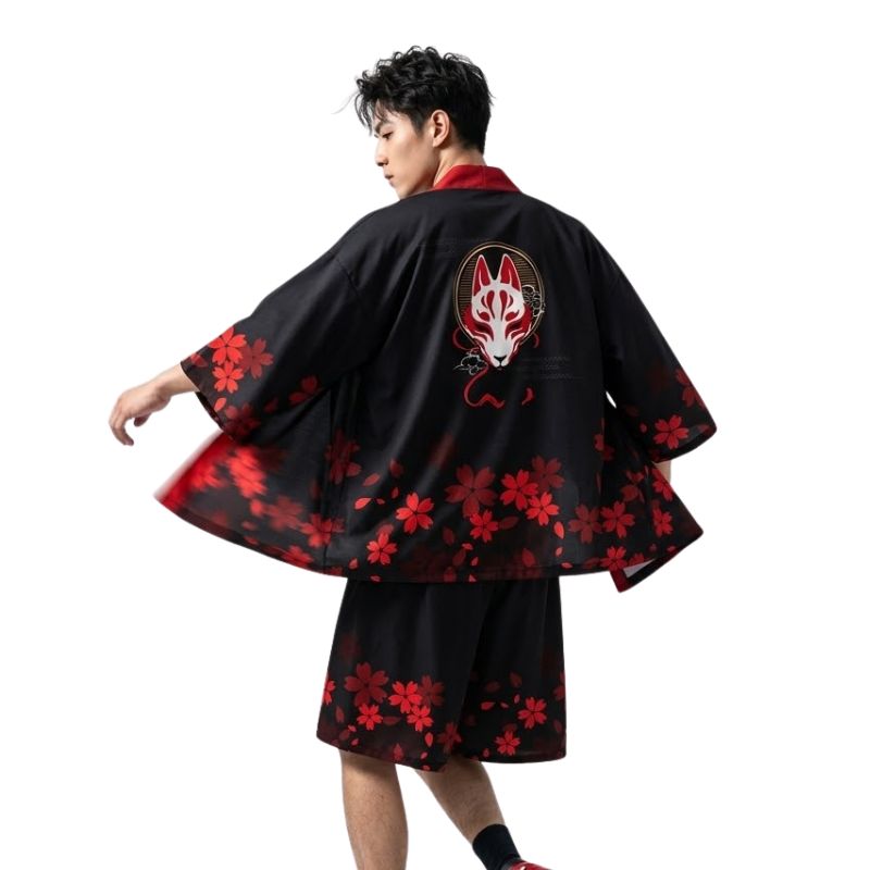 Ensemble Kimono Moderne Avec Motif Renard