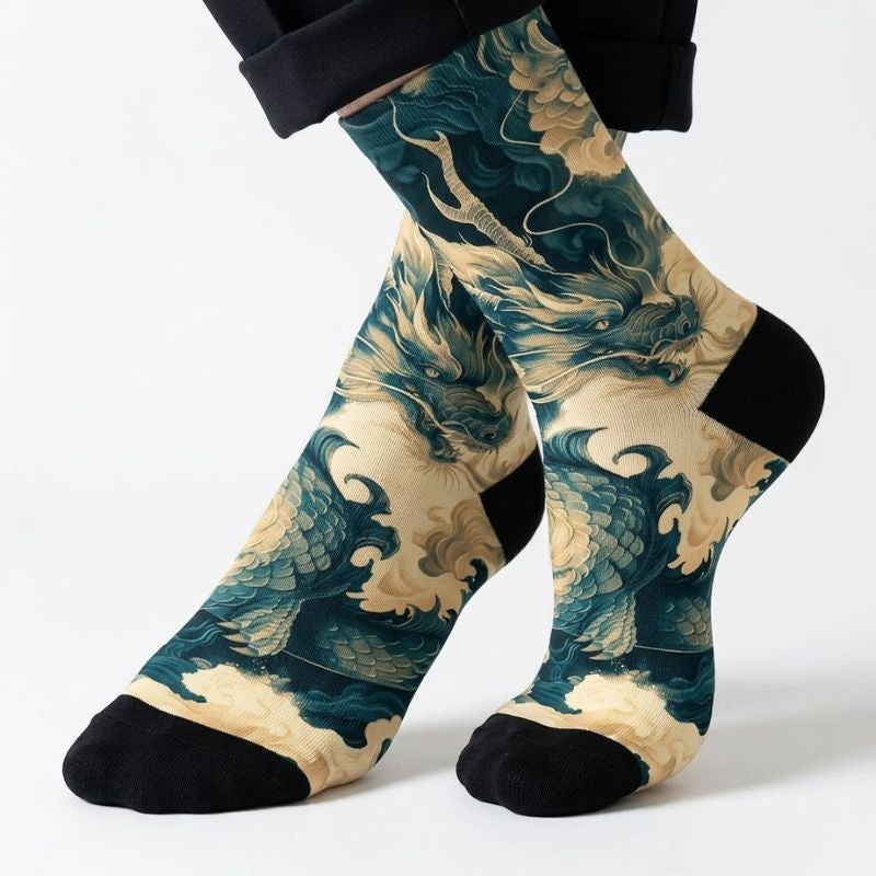 Chaussette Japonaise Style Traditionnel Avec Dragon Légendaire