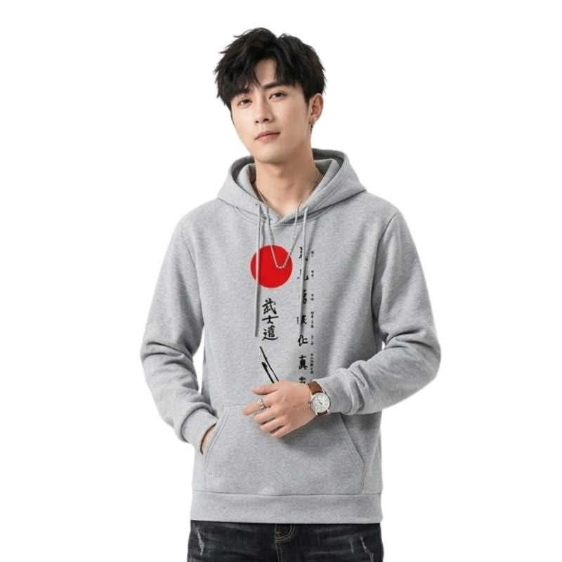 Sweat Japonais Avec Soleil Rouge Et Calligraphie Bushido