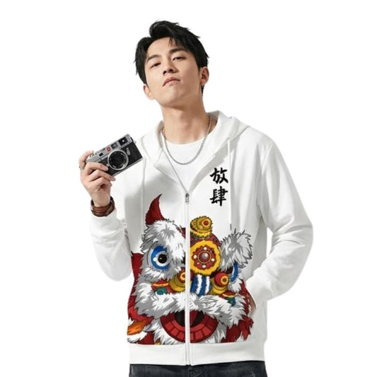 Sweat Japonais Avec Motif Lion Dansant Traditionnel