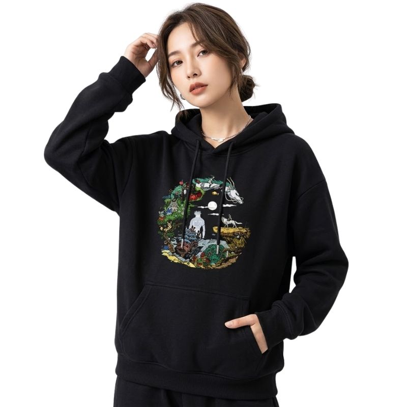 Sweat Japonais En Style Anime Avec Motif Paysage Fantaisie