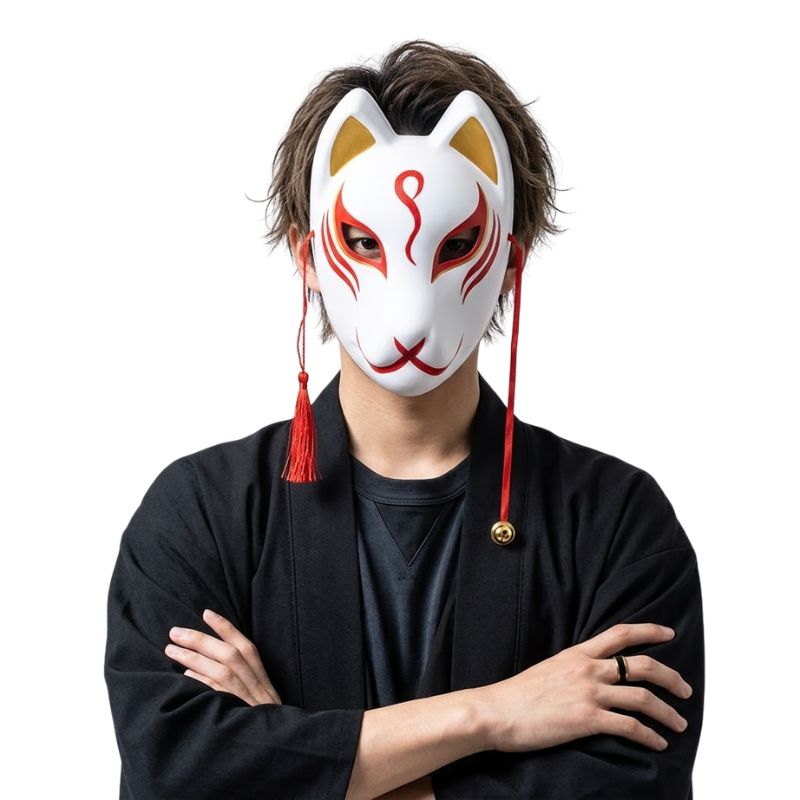 Masque Kitsune Cosplay Avec Forme Renard Stylisée