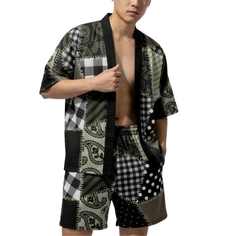 Ensemble Kimono D’été Avec Design Patchwork