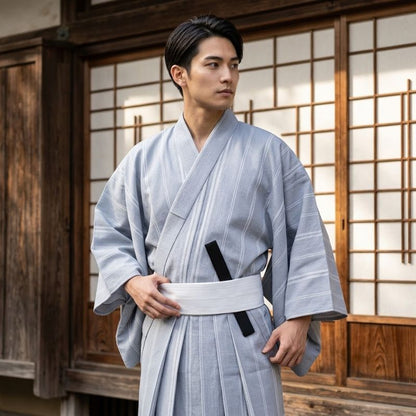 Kimono Japonais Rayé Avec Ceinture