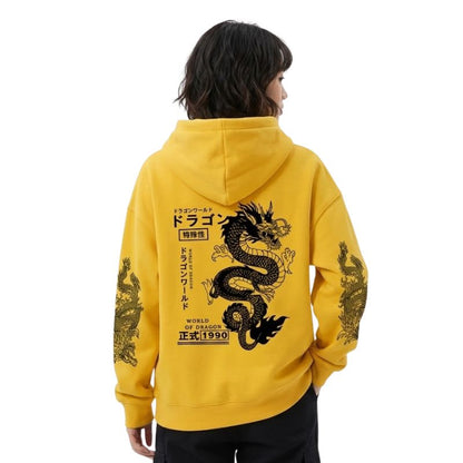 Sweat Japonais Gris à Motif Dragon Impérial
