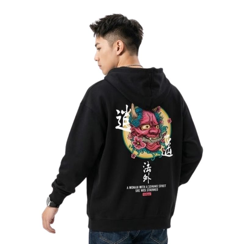 Sweat Japonais Streetwear Avec Illustration Démon