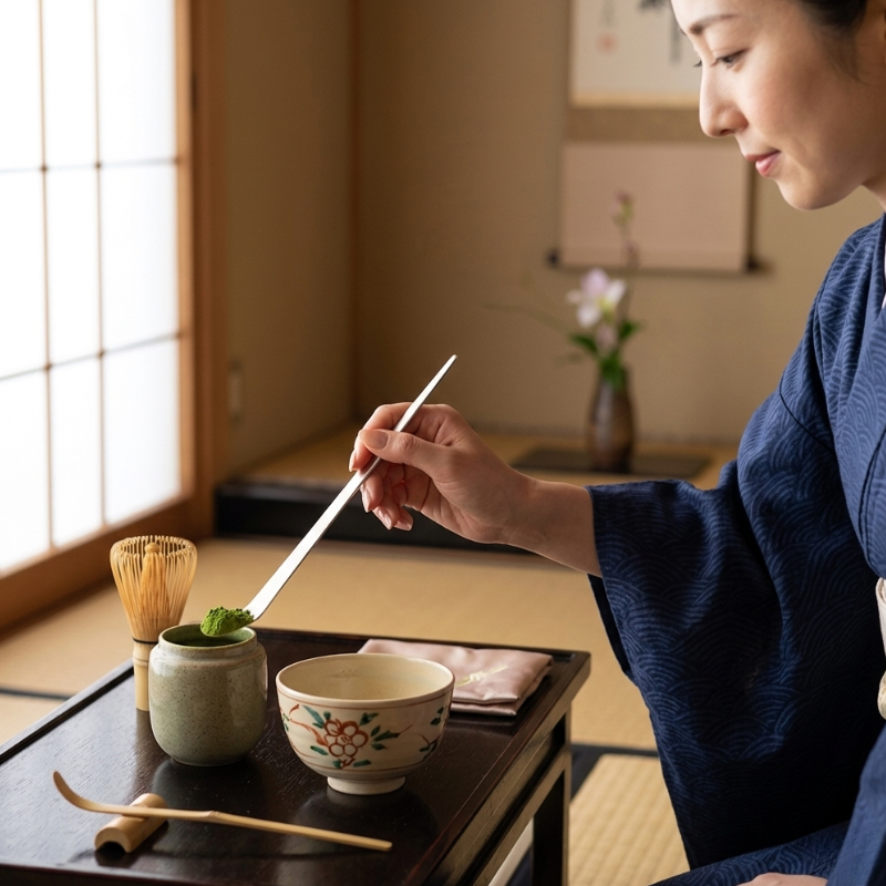 Cuillère Matcha Métal Avec Forme Inclinée