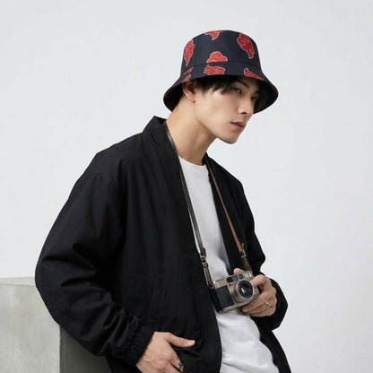 Chapeau Streetwear Avec Motifs Nuages Rouges Imprimés