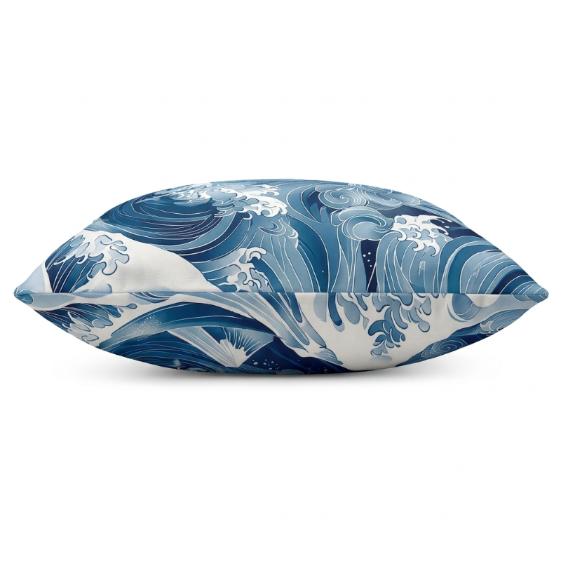 Coussin Japonais Design Artistique Motif Vague