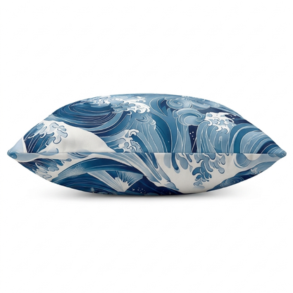 Coussin Japonais Design Artistique Motif Vague