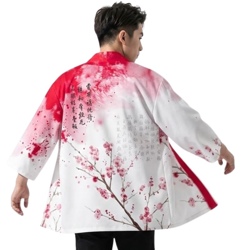 Haori Homme Japonais Coupe Ample à Imprimé Floral