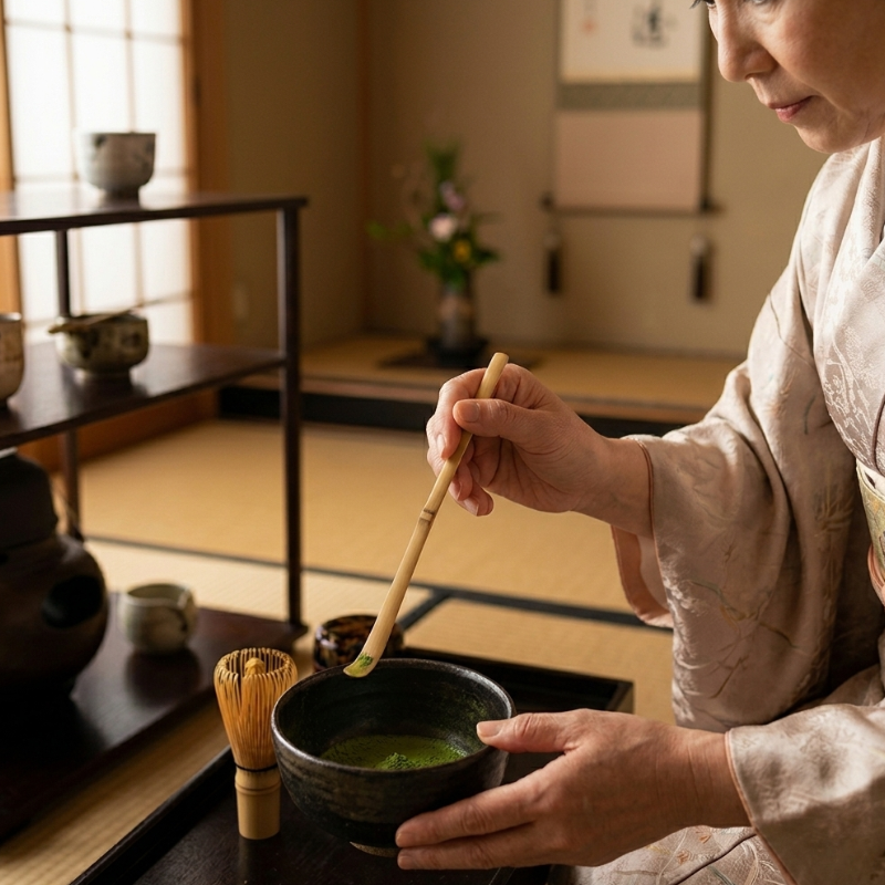 Cuillère Matcha En Bambou Long Manche