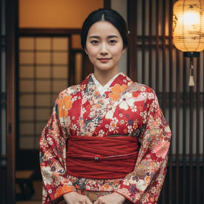 Kimono Traditionnel Japonais Avec Imprimé Floral Et Style Geisha