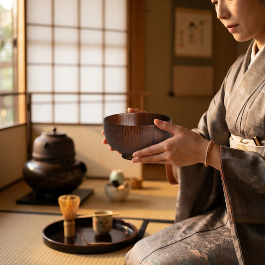 Bol Matcha En Bois Massif Avec Texture Naturelle