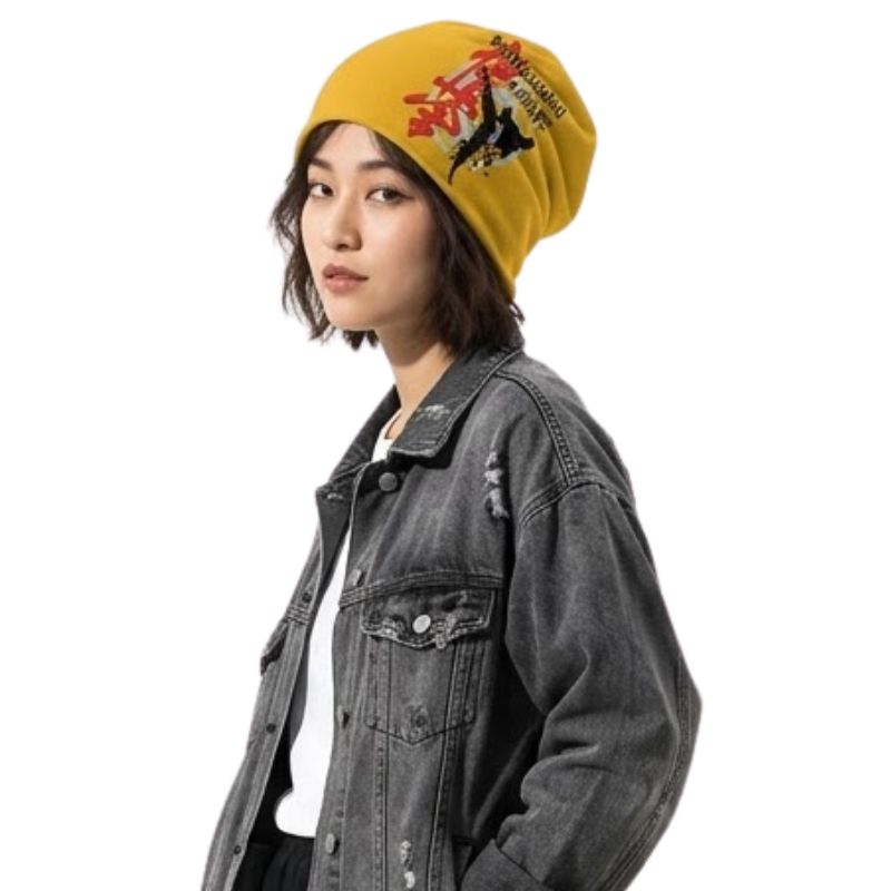 Bonnet Japonais Jaune Avec Motif Kyokushinkai Karaté