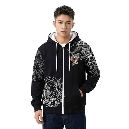 Sweat Japonais Avec Masque Oni Et Motif Floral