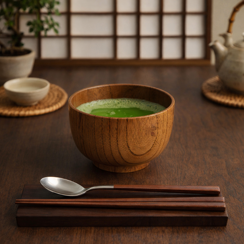 Bol Matcha En Bois Sculpté Avec Finition Lisse