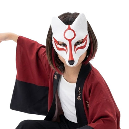 Masque Kitsune Cosplay Avec Forme Renard Allongée