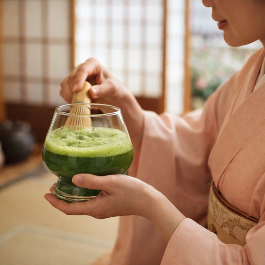 Bol Matcha En Verre Soufflé Avec Silhouette Moderne