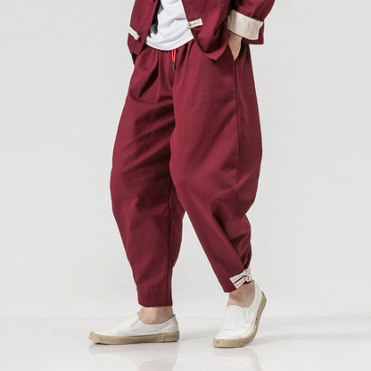 Pantalon Japonais Long Homme Style Minimaliste Tendance