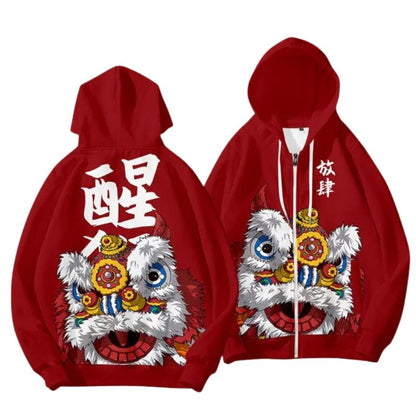 Sweat Japonais Avec Motif Lion Dansant Traditionnel