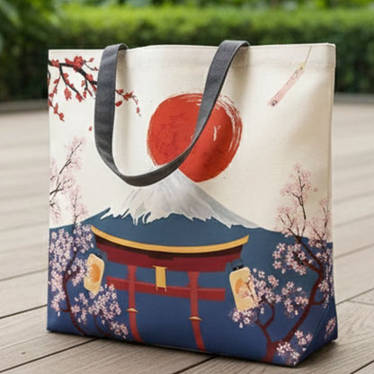 Sac Japonais Avec Mont Fuji Et Soleil Rouge