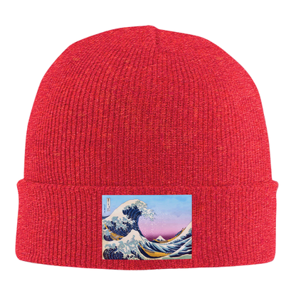 Bonnet Japonais En Maille Douce Avec Motif Vague