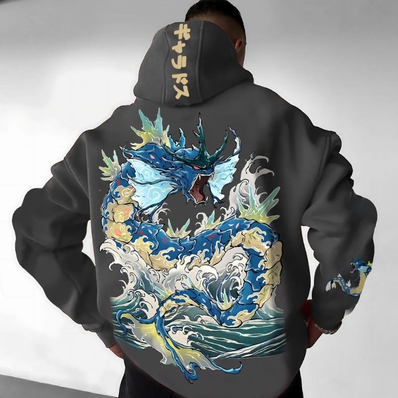 Sweat Japonais Avec Design Dragon Traditionnel