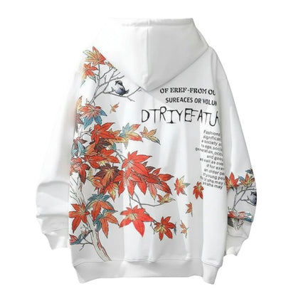 Sweat Japonais En Blanc Avec Motif Feuilles Érable Artistique