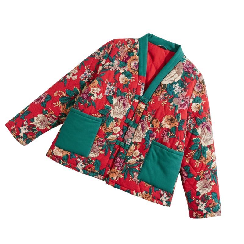 Hanten Femme Rouge Intense En Motif Floral