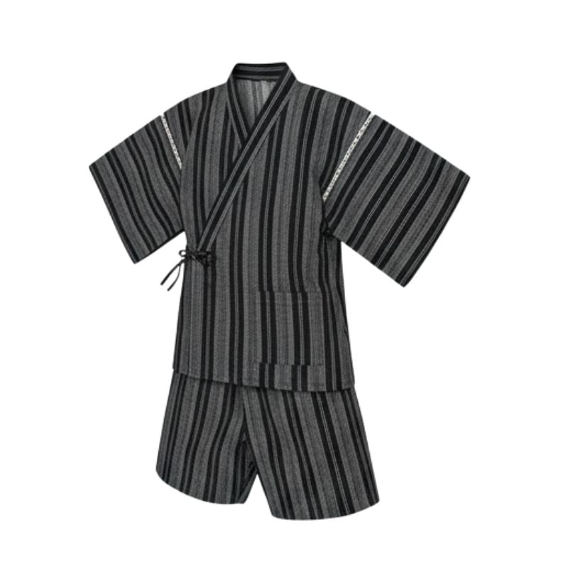 Jinbei Homme Japonais Rayé en Ensemble Kimono Et Short