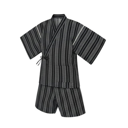Jinbei Homme Japonais Rayé en Ensemble Kimono Et Short