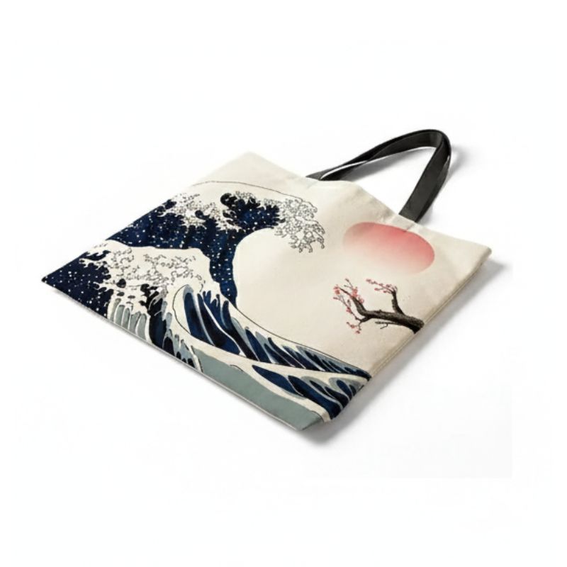 Sac Japonais Avec Motif Grande Vague Et Soleil